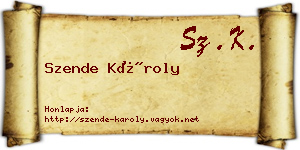Szende Károly névjegykártya