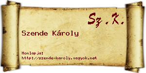 Szende Károly névjegykártya